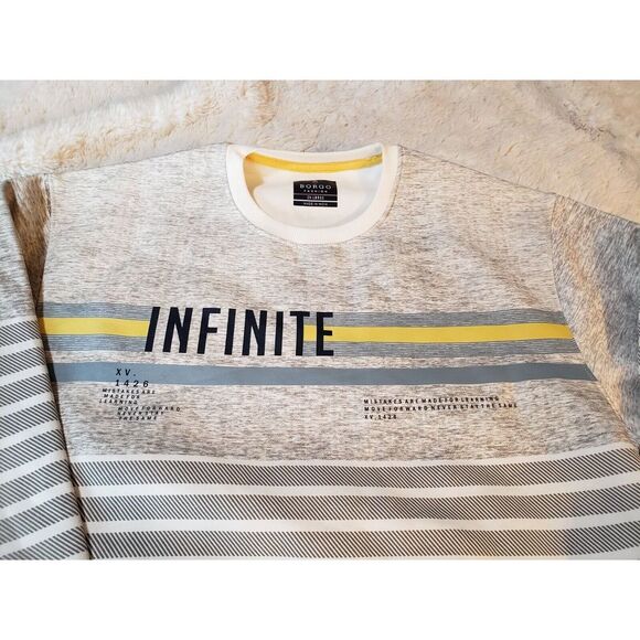 Borgo Fashion Mens Sweatshirt Gray 2XL Long Sleeve Round Neck Pullover Infinite - Picture 2 of 11